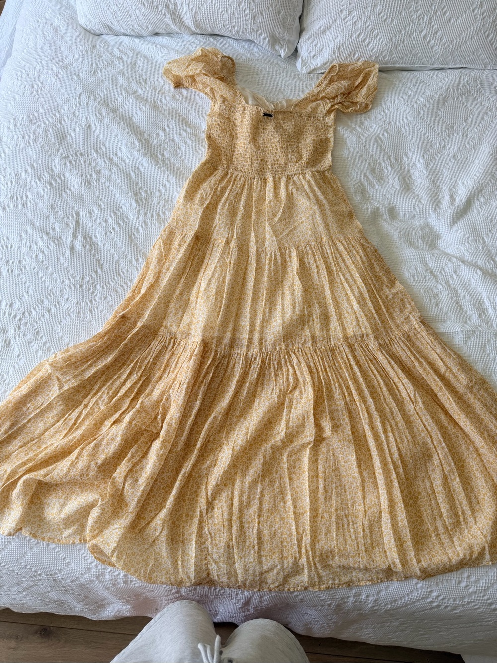 Billabong Floral Tiered Maxi Dress in Mustard Yellow - Picture 2 of 4